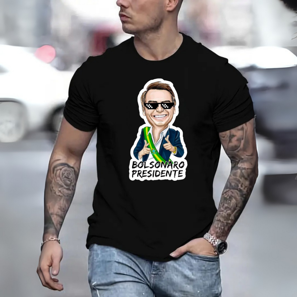 Camisa Bolsonaro Masculina DTF Personalizada Premium BOLSONARO PRESIDENTE DESENHO TOP