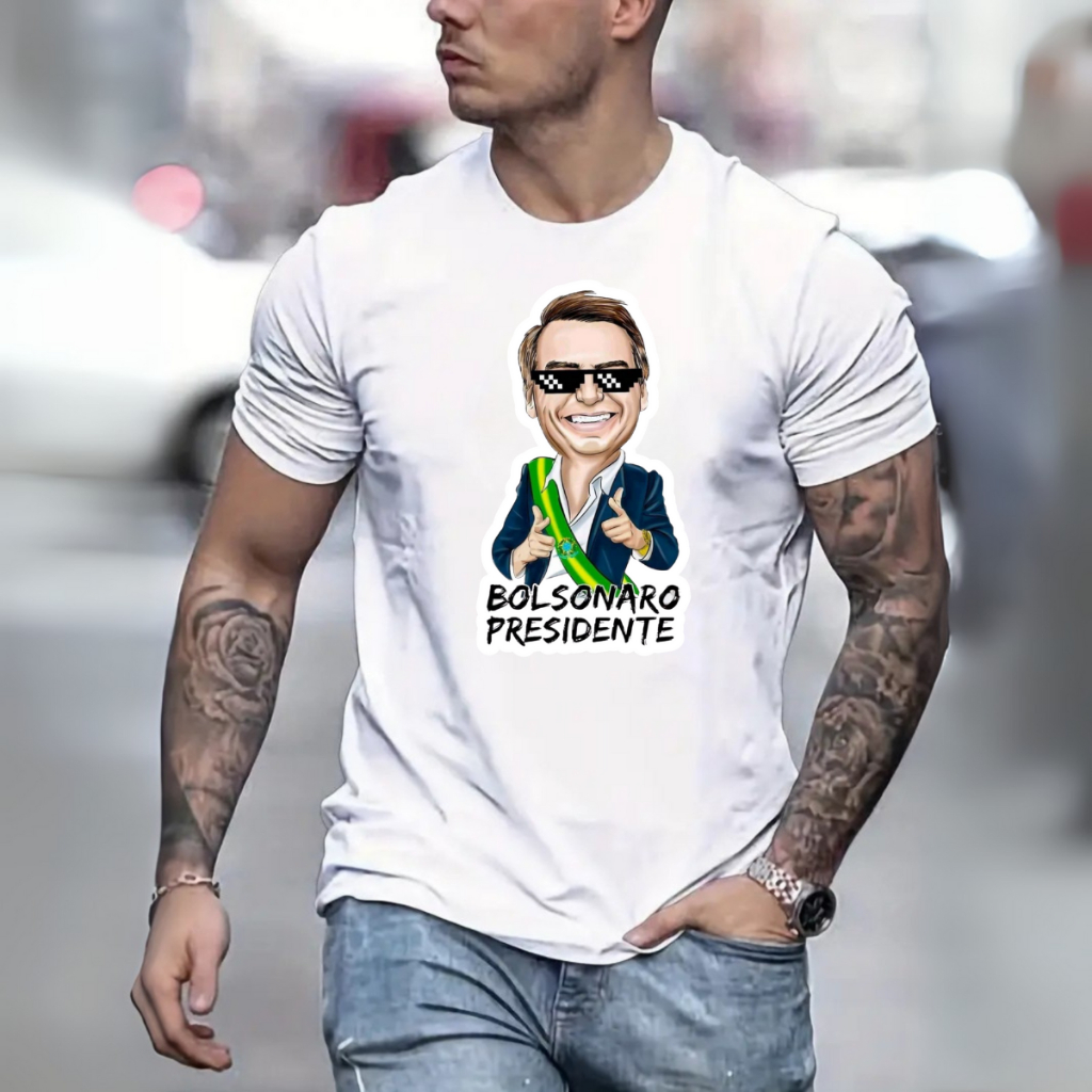 Camiseta Bolsonaro Presidente Brasil Unissex Algodão BOLSONARO PRESIDENTE DESENHO TOP