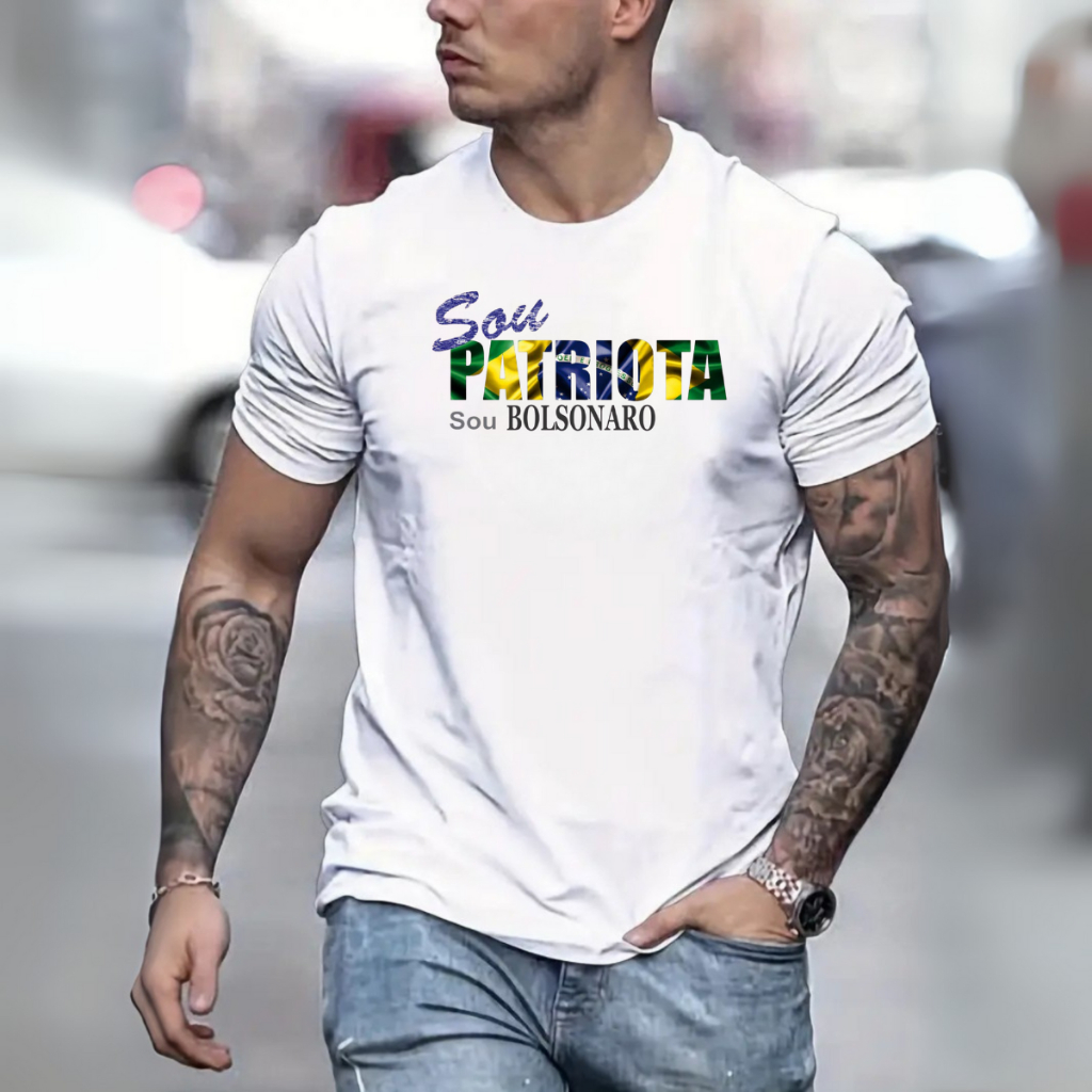 Camisa Bolsonaro Masculina DTF Personalizada Premium SOU PATRIOTA SOU BOLSONARO SOU BRASILEIRO