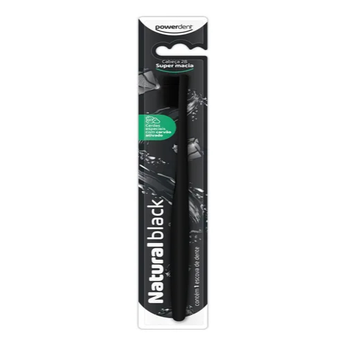 Escova de dente super macia cerdas carvão ativado Black Organic Powerdent