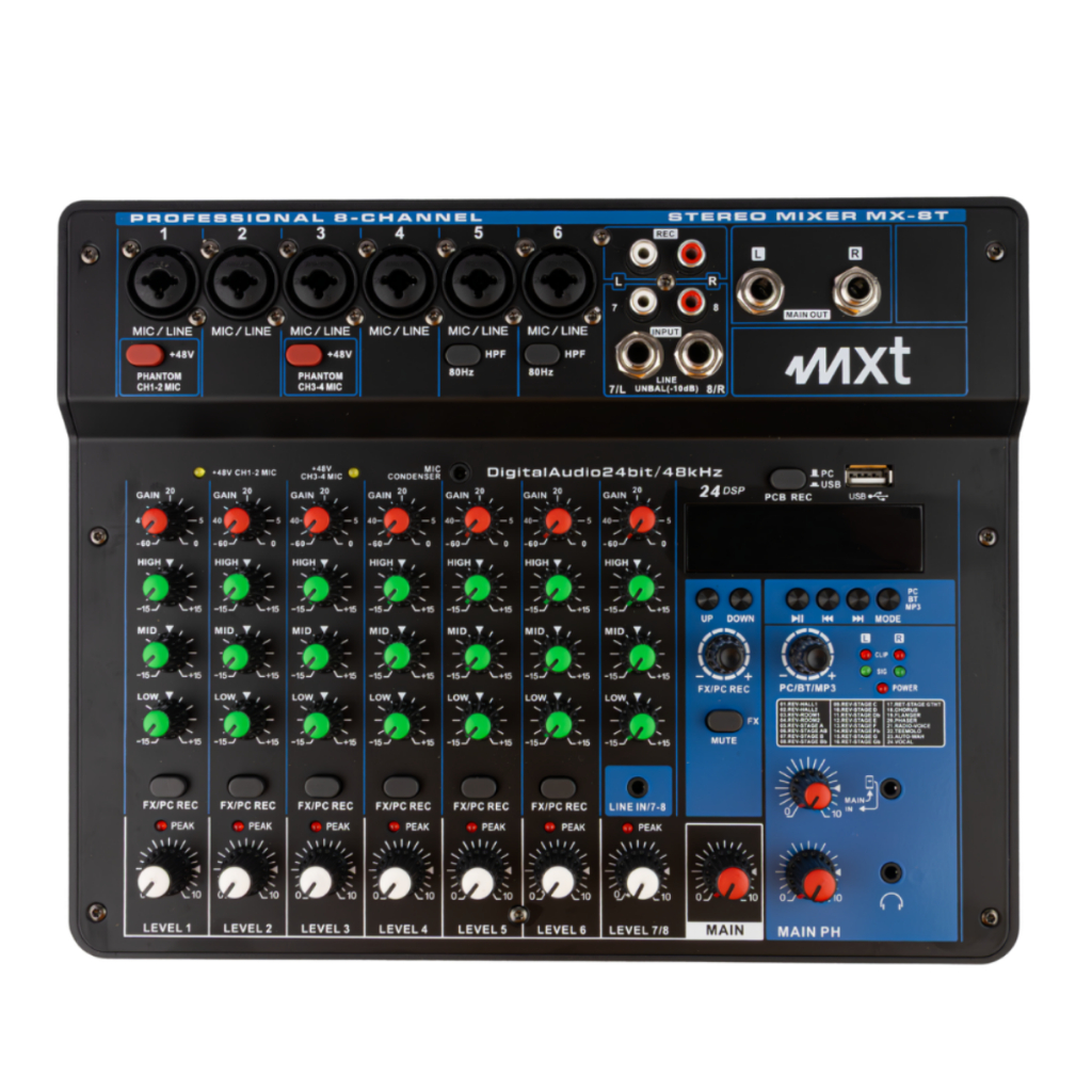 MESA DE SOM DE 8 CANAIS - MODELO: MX-8T em Oferta na Shopee