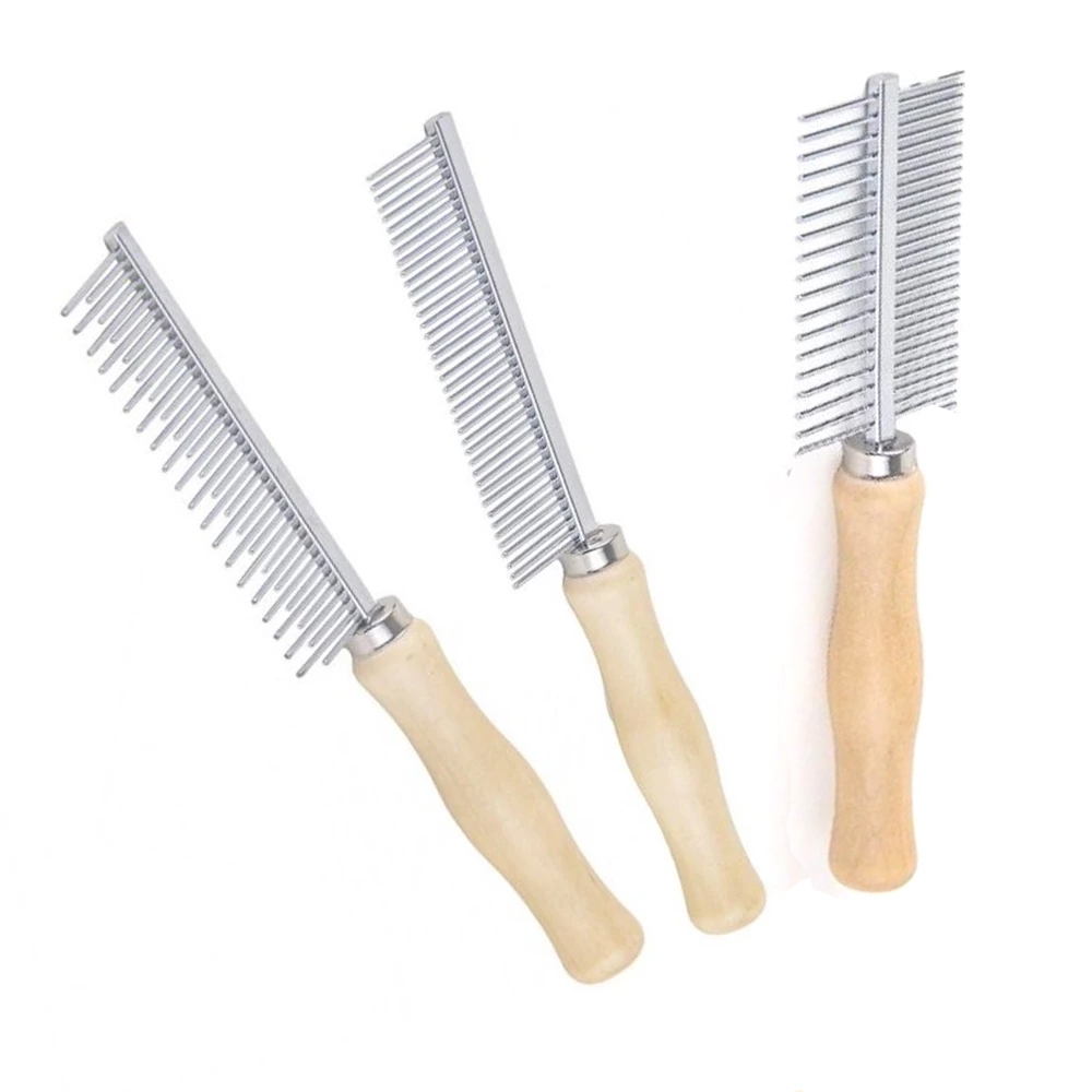 Pente Pet Para Cachorro Cabo Madeira Profissional em Oferta na Shopee