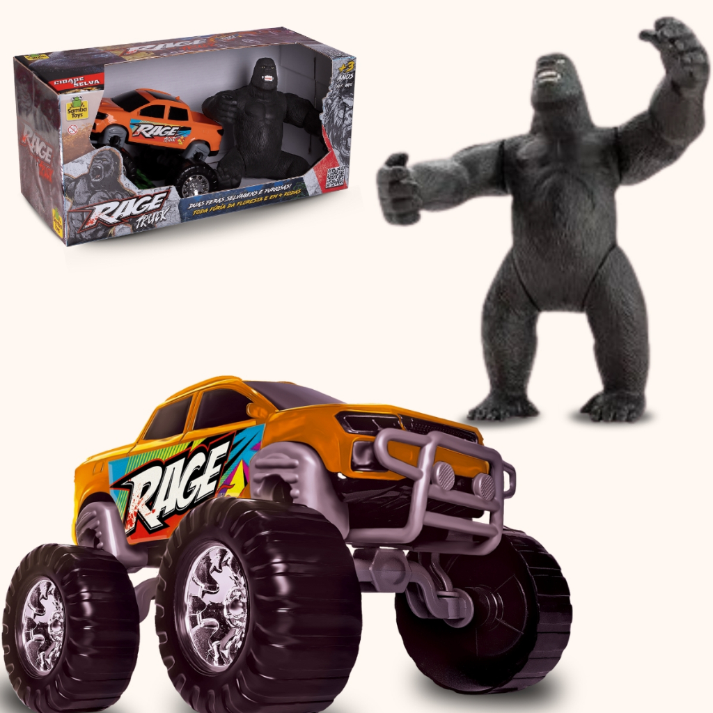 Big Foot Miniatura Caminhão Caminhãozinho de Brinquedo Com Gorila 24cm