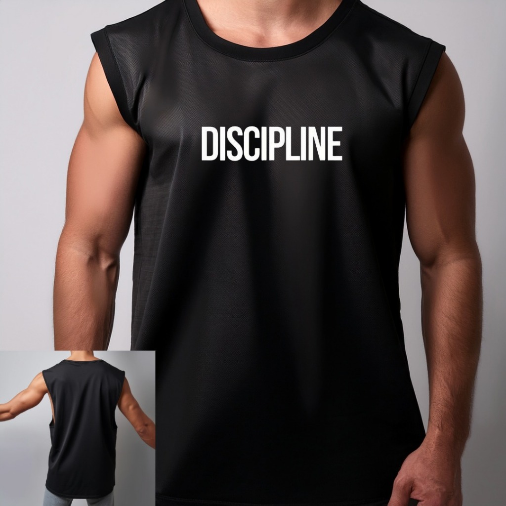 Camiseta Regata Oversized Streetwear 100% Algodão Estampada Foco Disciplina Treino Academia