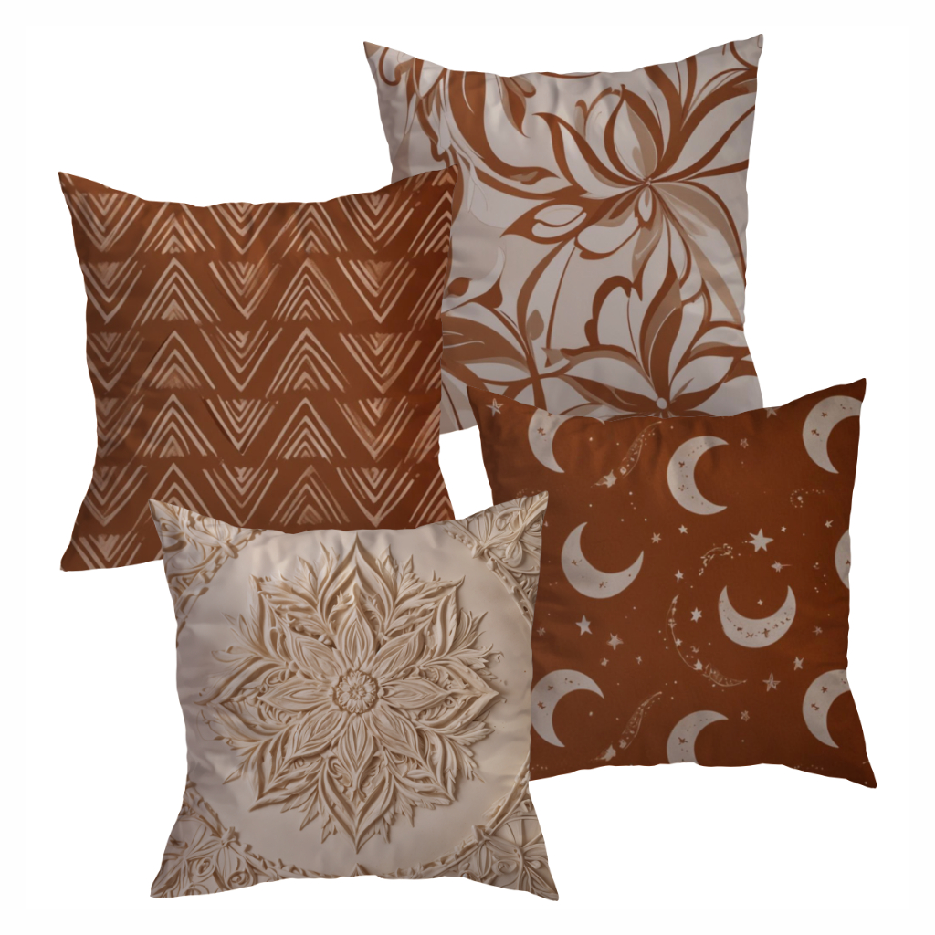 Kit de Almofadas Mandala Colorida - 4 Capas Decorativas para Sofá, Sala e Quarto