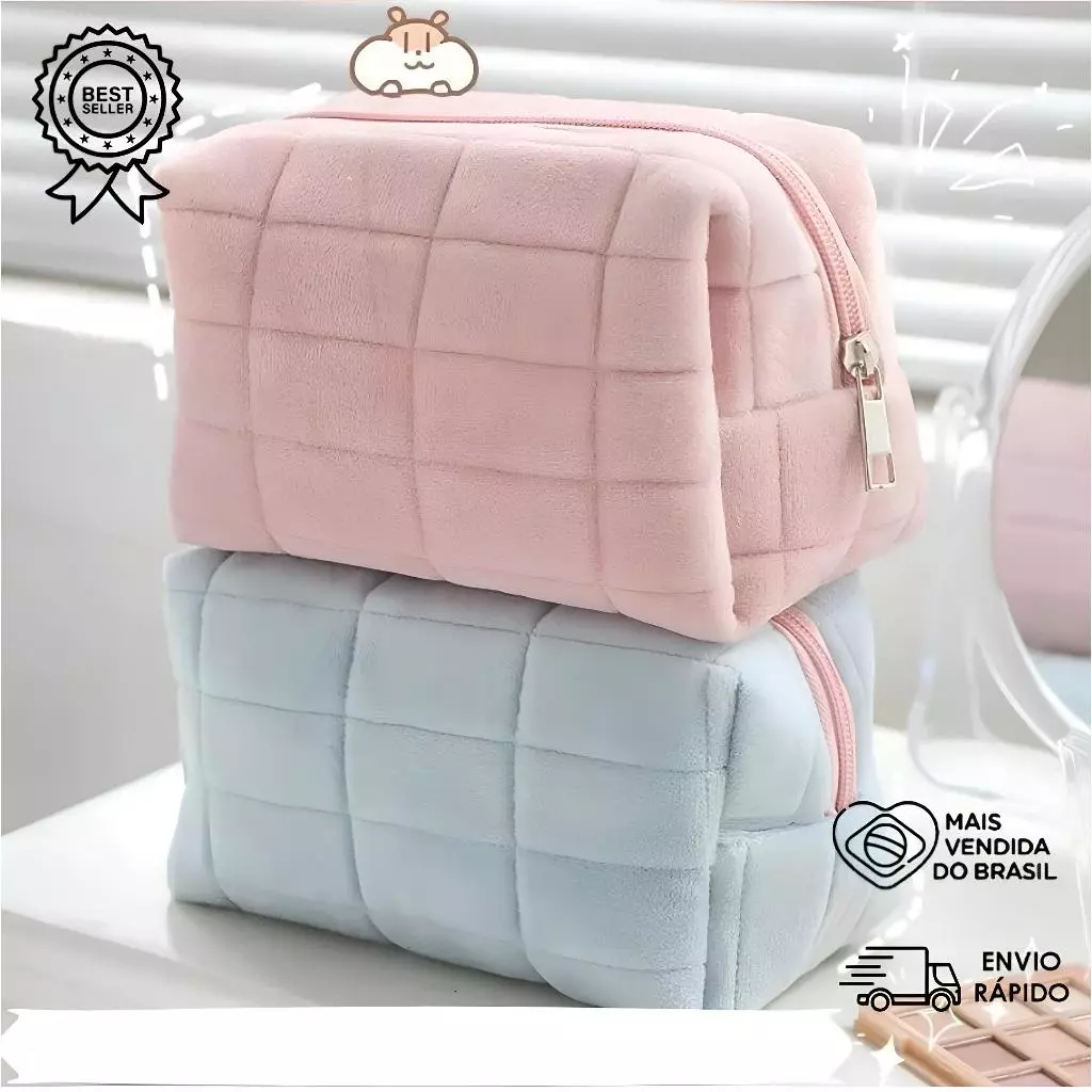 Necessaire/Estojo/Bolsa Multiuso Organizador para Maquiagem/ Escolar Forma de Travesseiro e Grande Capacidade  Cosmética — imagem 1