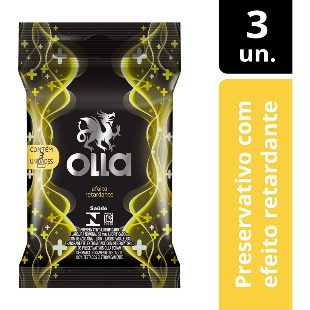 Preservativo Olla Lubrificado Prolong Com 3 Unidades em Oferta na Shopee