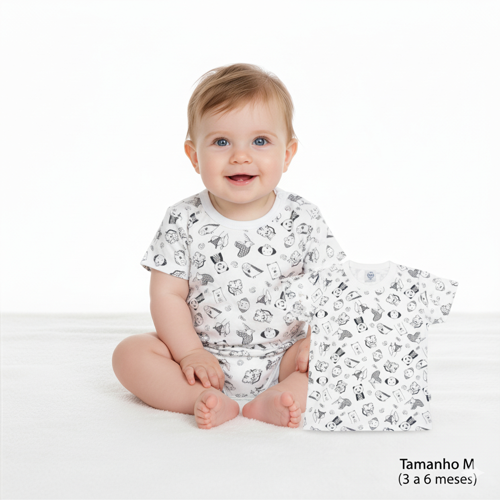 Camiseta Infantil Menino kit 4 peças – 100% Algodão | Estampas Sortidas | Tamanhos P ao G