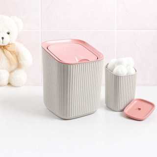 Kit 2 Pecas Linha Baby  Com Lixeira Com Tampa 1,25 Litros  +  Porta Algodao Decoração Higiene Quarto Banheiro Moderno