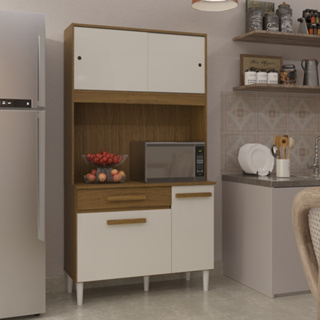 Armário de Cozinha Balcão Para Microondas 4 Portas Pés Plásticos e 1 Gaveta Cosina - VIANOSSA em Oferta na Shopee