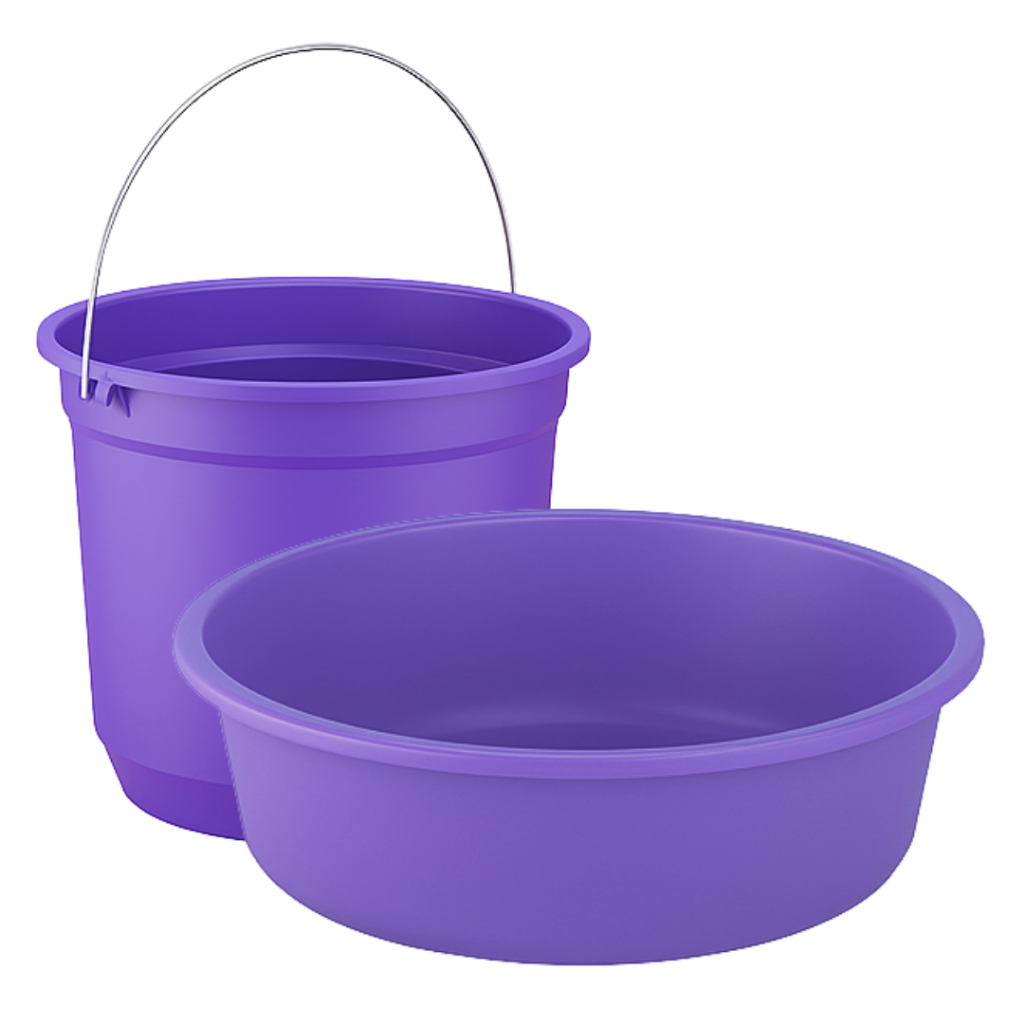 Kit 3 Balde e Bacia Multiuso Organização Lavanderia Roupas Casa Utilidades Cores para Limpeza