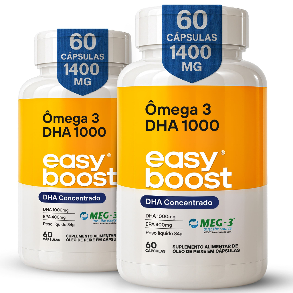 Ômega 3 DHA 1000 Easy Boost Kit 2x 60 Caps Cada | DHA 1000mg + EPA 400mg | 120 capsulas