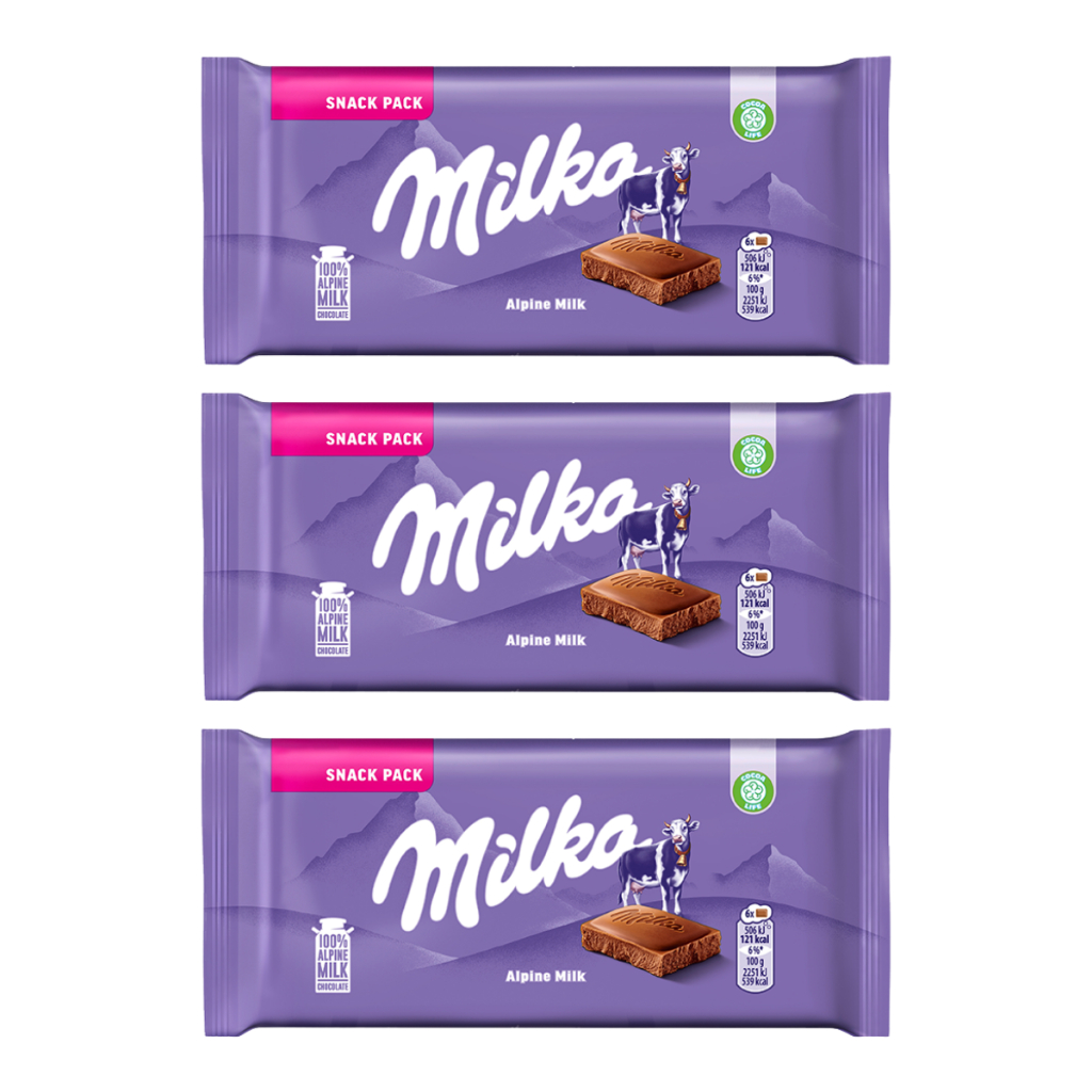 3 Chocolate Milka Snack Pack Alpine Milk Ao Leite 45g