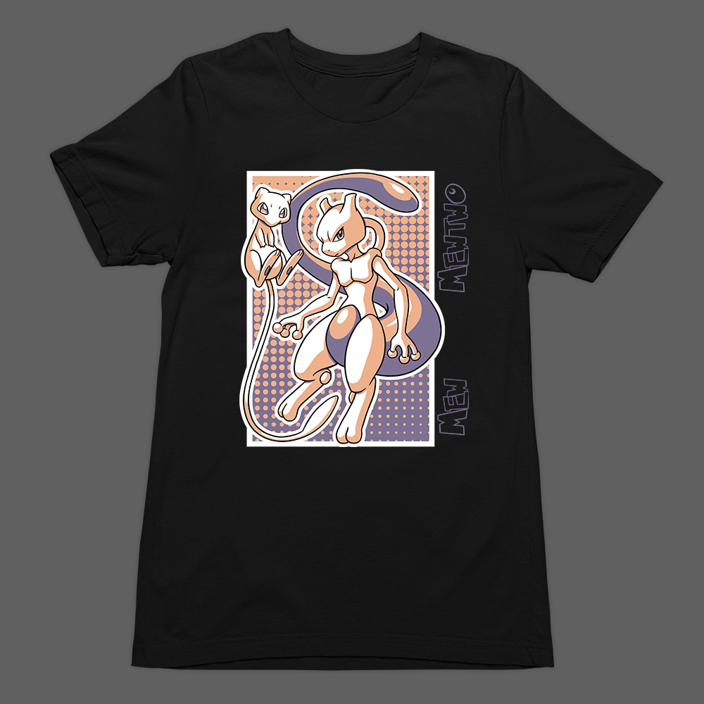 Camiseta Básica T-Shirt Mew Mewtwo Pokémon Psíquico Anime Jogo Unissex