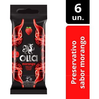 Preservativo Olla Lubrificado Flavor Morango Com 6 Unidades em Oferta na Shopee