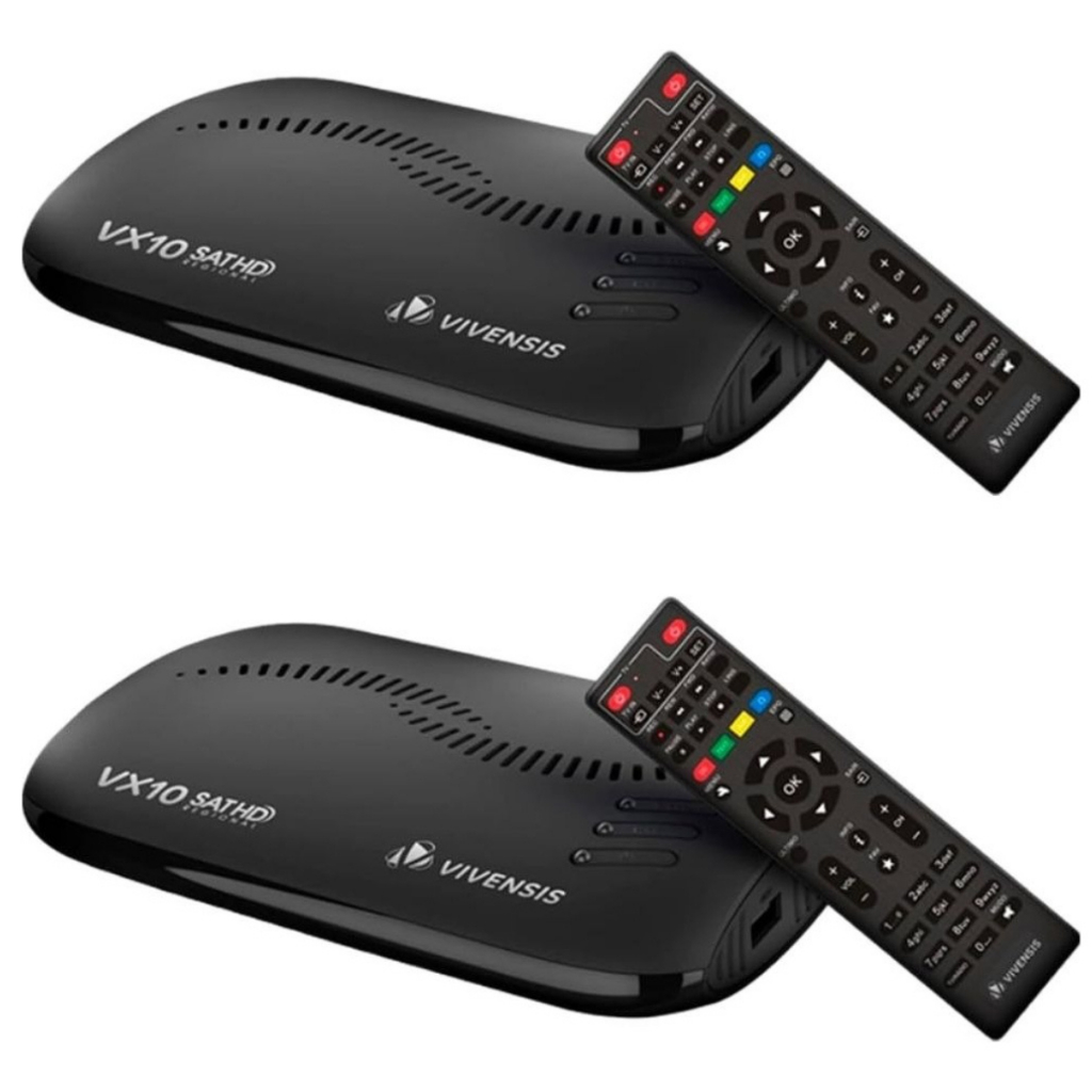 kit com 2 Receptor Vivensis VX10 Sat HD Regional Nova Parabólica