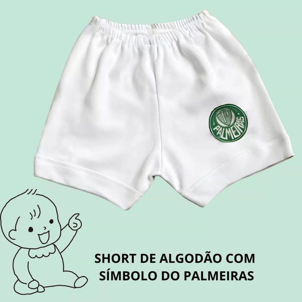 Short Bebê Alviverde Tocedor Mirim Palmeiras Bermuda Verdão