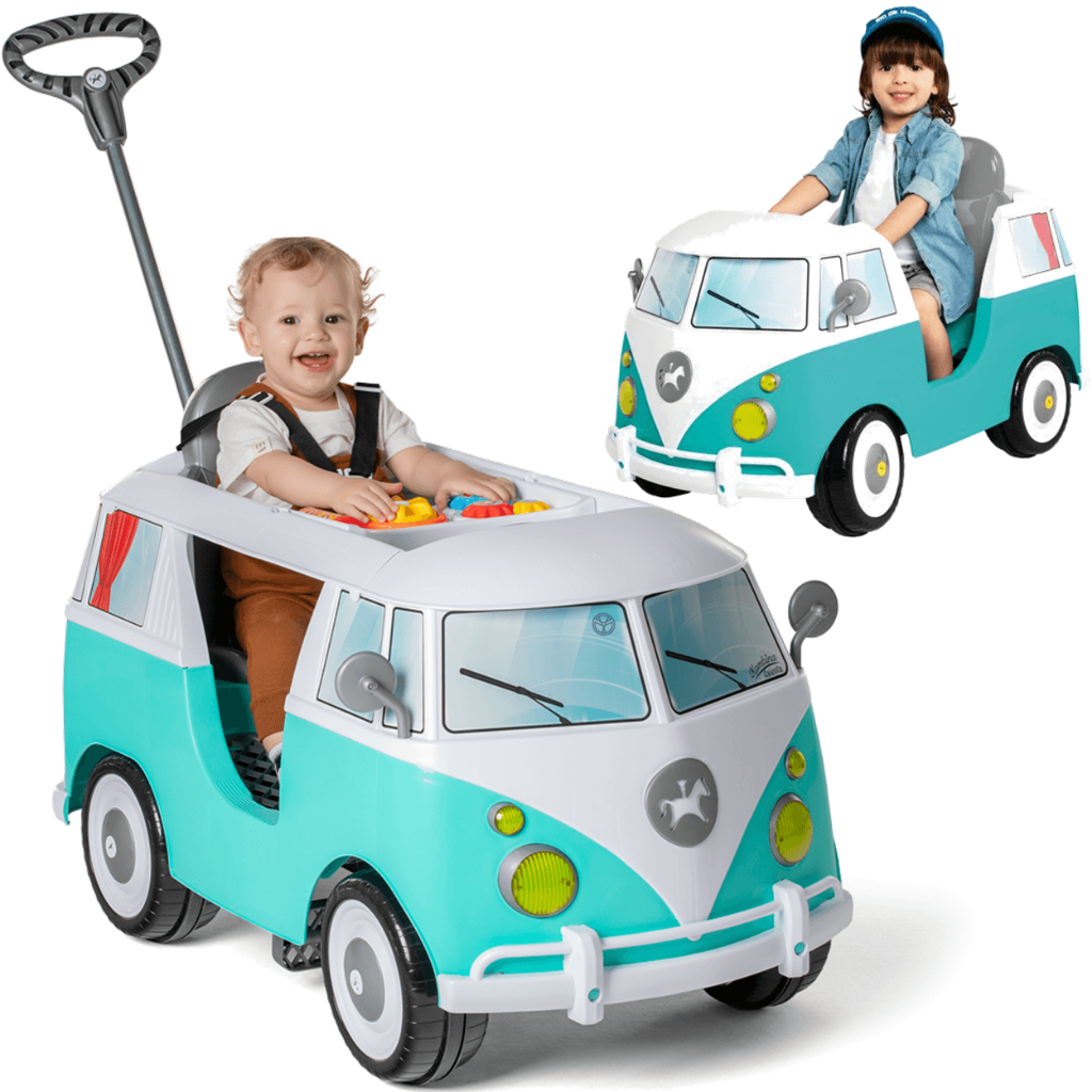 Carrinho de Passeio e Pedal para Bebe Calesita Kombina Azul em Oferta na Shopee