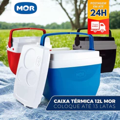 Cooler Caixa Térmica Preto Com Alça 12 Litros Para Bebidas Lanches