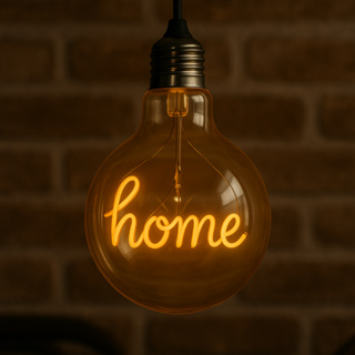 Lâmpada Filamento LED Decorativa Retrô G125 4W Letra "HOME" Vidro Âmbar E27 2200K em Oferta na Shopee