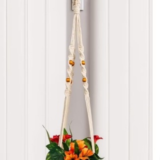 Suporte para Planta em Macramê Feito à Mão 80 cm– Decoração Boho para Vasos com 6 bolinhas demadeira em Oferta na Shopee