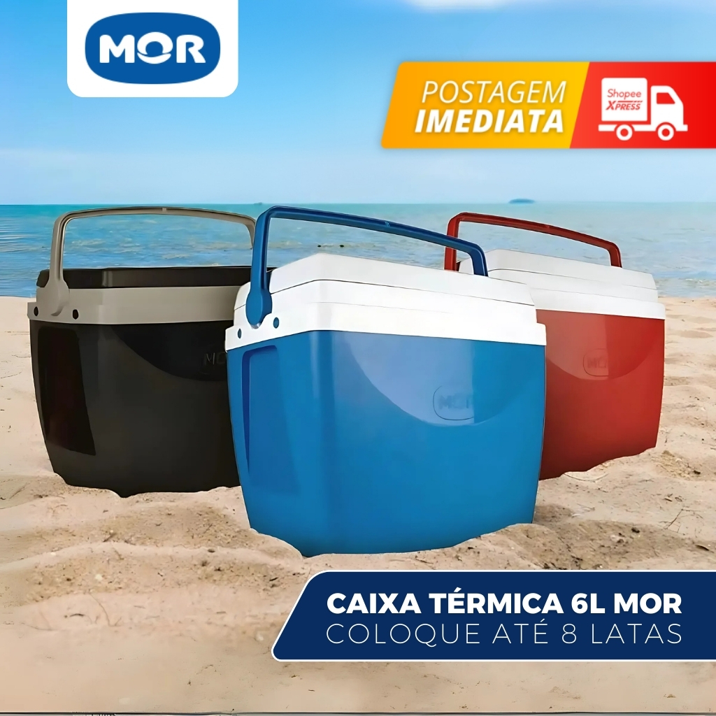 Caixa Térmica Cooler Mor 6L Alça Articulada Comporta 8 Latas 350ml Ideal Para Praia Camping Viagens em Oferta na Shopee
