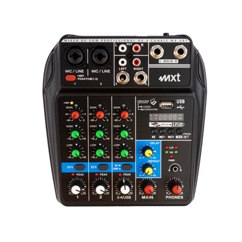 MESA DE SOM DE 4 CANAIS - MODELO: MX-4BT