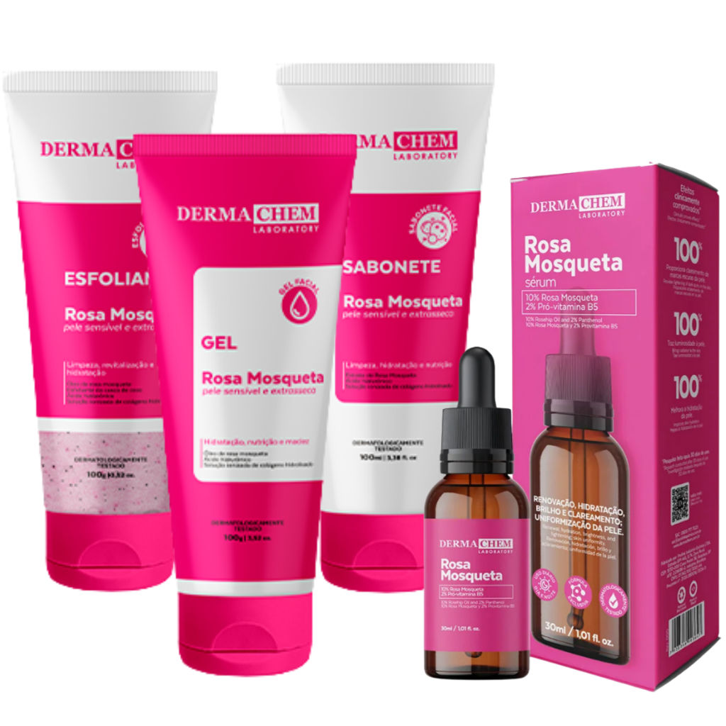 Kit Limpeza de Pele Rosa Mosqueta Skin Care Sérum Clareador de Manchas em Oferta na Shopee