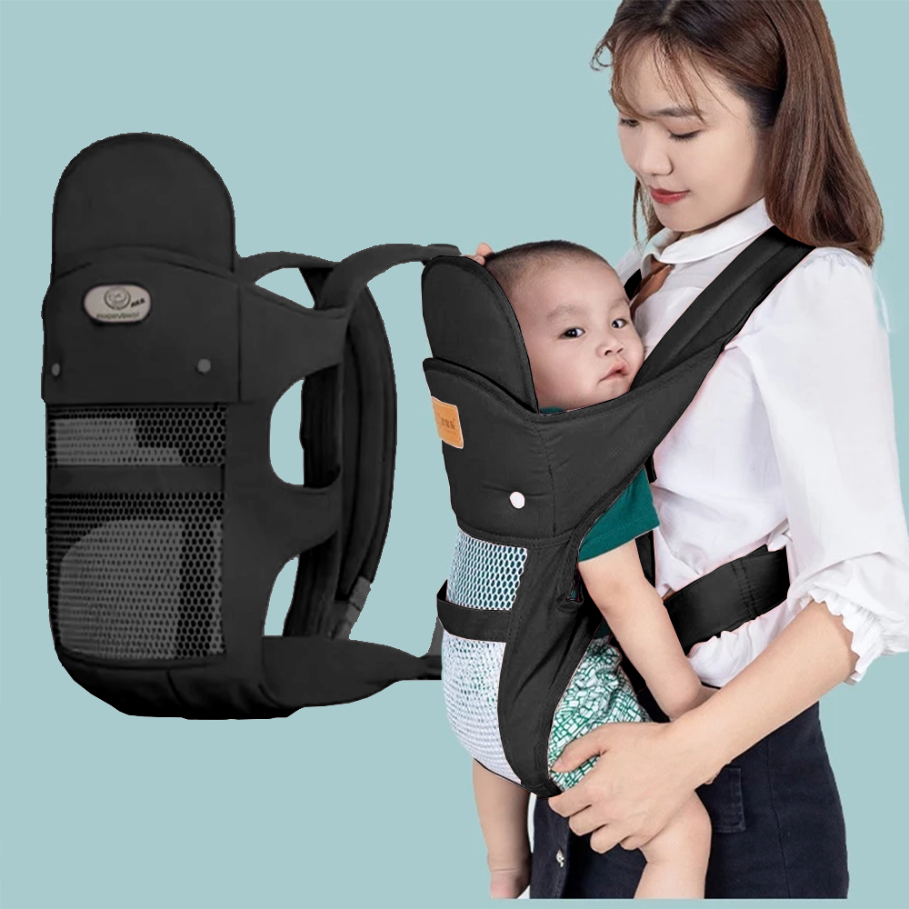 Canguru Preto Para Carregar Bebês Suporte de Colo Mães Crianças Apoio Banco De Cintura Ergonômico Cor Preta