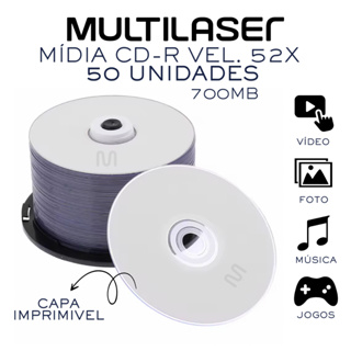 50 Midia Cd-r Virgem Multilaser Cd 52x 700mb Cdr Gravável em Oferta na Shopee