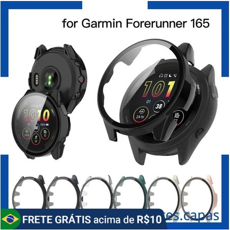 Capa Com Vidro Para Garmin Forerunner 165/265/965/570-42-47MM/970 em Oferta na Shopee