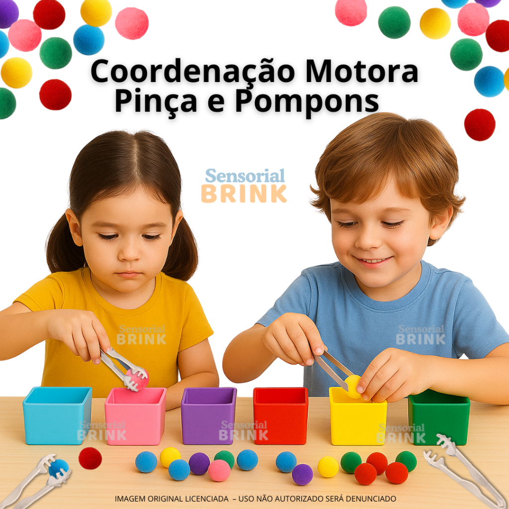 Brinquedo Pareamento de Cores | Coordenação Motora | Educativo Montessori | Autismo e TDAH | Pinça e Pompons