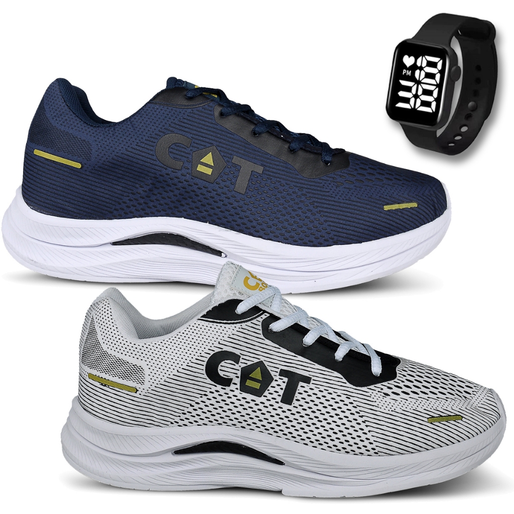 Kit 2 Tênis Masculino Catboots High Lançamento Esporte Mais Vendido + Relógio Led LojaMarch