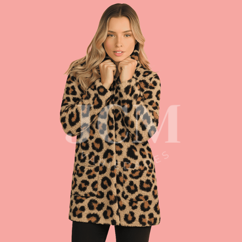 Casaco Feminino Teddy Oncinha Longo Ted Tedy Inverno Pelo de Carneiro Plus Slim