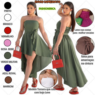 Vestido  Tomara que Caia Assimétrico Mullet com Faixa – Festa Elegante em Oferta na Shopee