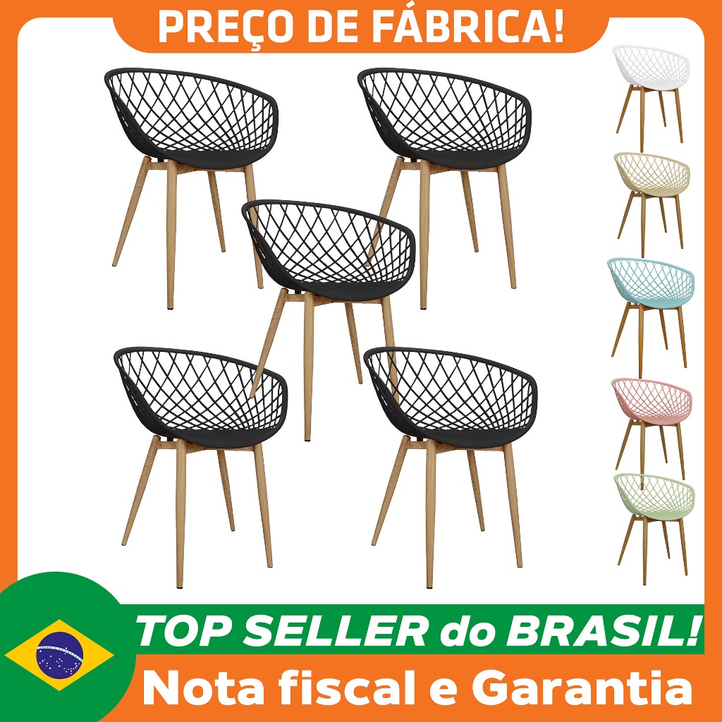Kit 5 Cadeiras Poltrona Clarice Sidera Nest Web C/ Apoio De Braço