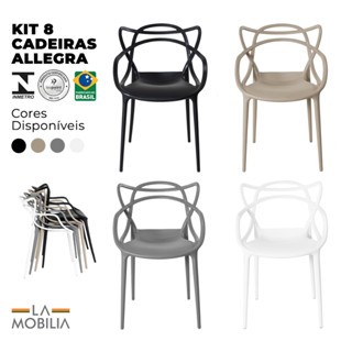 Kit 8 Cadeiras Allegra Sala de Jantar Cozinha Jardim La Mobilia Empilhável em Oferta na Shopee