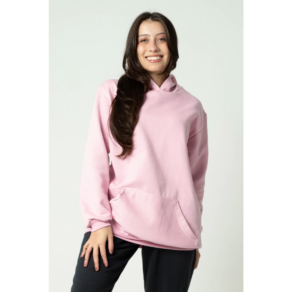 Moletom Canguru Com Capuz Bolso Casaco Masculino Feminino Unissex Algodão Flanelado Liso Sem Estampa Frio Bem Quentinho