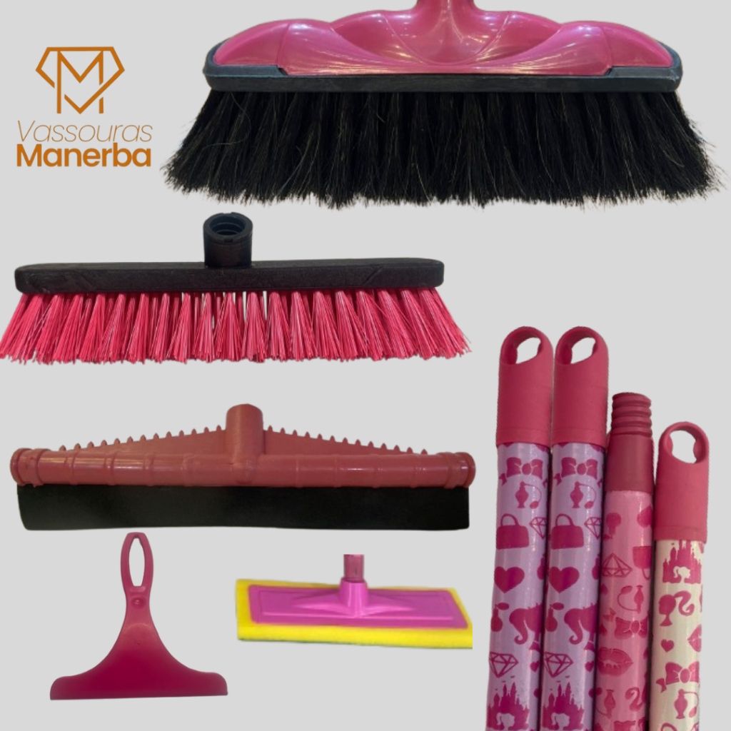 VASS VERONA COMFORT PINK COM, RODO 30CM, ESFR. PINK, L. AZULEJO PINK(COM CABOS) 1 RODINHO SLIM PI