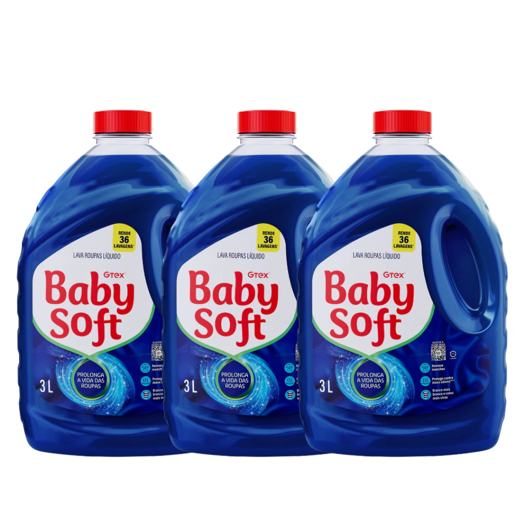 Kit 3 Lava Roupas Liquido Baby Soft Max Performance Azul - 3L — imagem 1