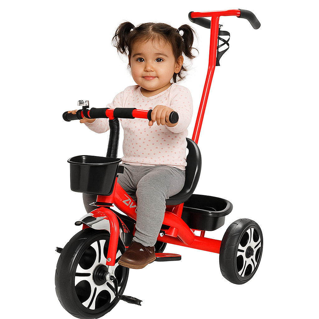 Triciclo Infantil Bicicletinha com Haste Cestos e Buzina Bicicleta de Passeio 2 em 1 Zippy Toys em Oferta na Shopee