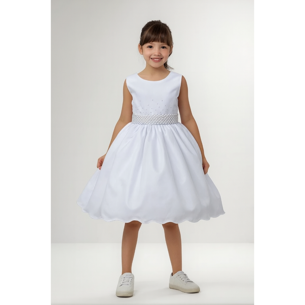 Vestido Infantil Festa Branco Daminha Casamento Batizado
