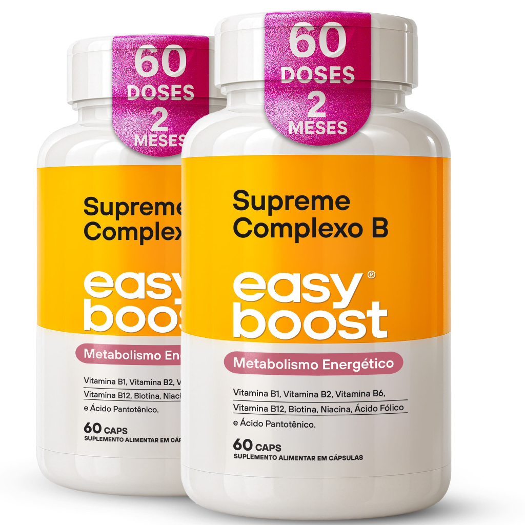 Vitaminas Complexo B Easy Boost Concentrado Supreme Kit 2x B1 B2 B3 B5 B6 B7 B9 e B12 120 Caps