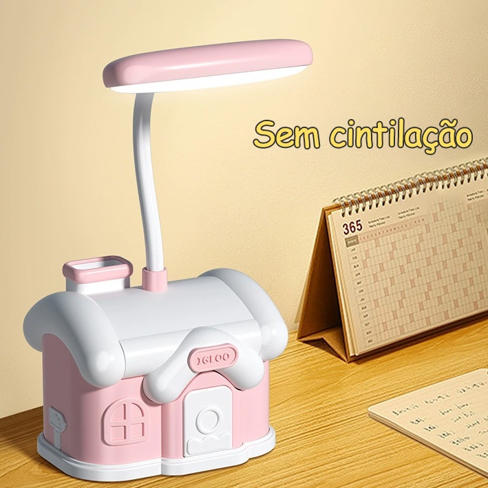 Luminária Mini Abajur de Mesa Led Flexível Sem Fio Fofo Cute Portátil Leitura Recarregavel Ubs
