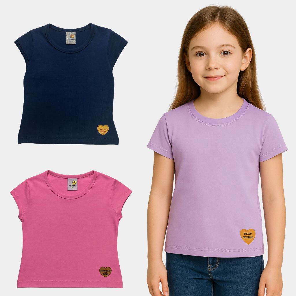 Blusa Infantil Menina | Manga Curta Lisa Algodão | Básica e Confortável | Verão 2025