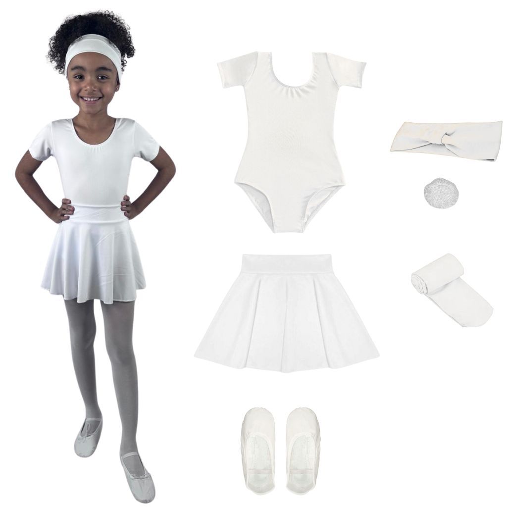 Figurino Infantil Branco 6 Itens Dança e Apresentação Ballet