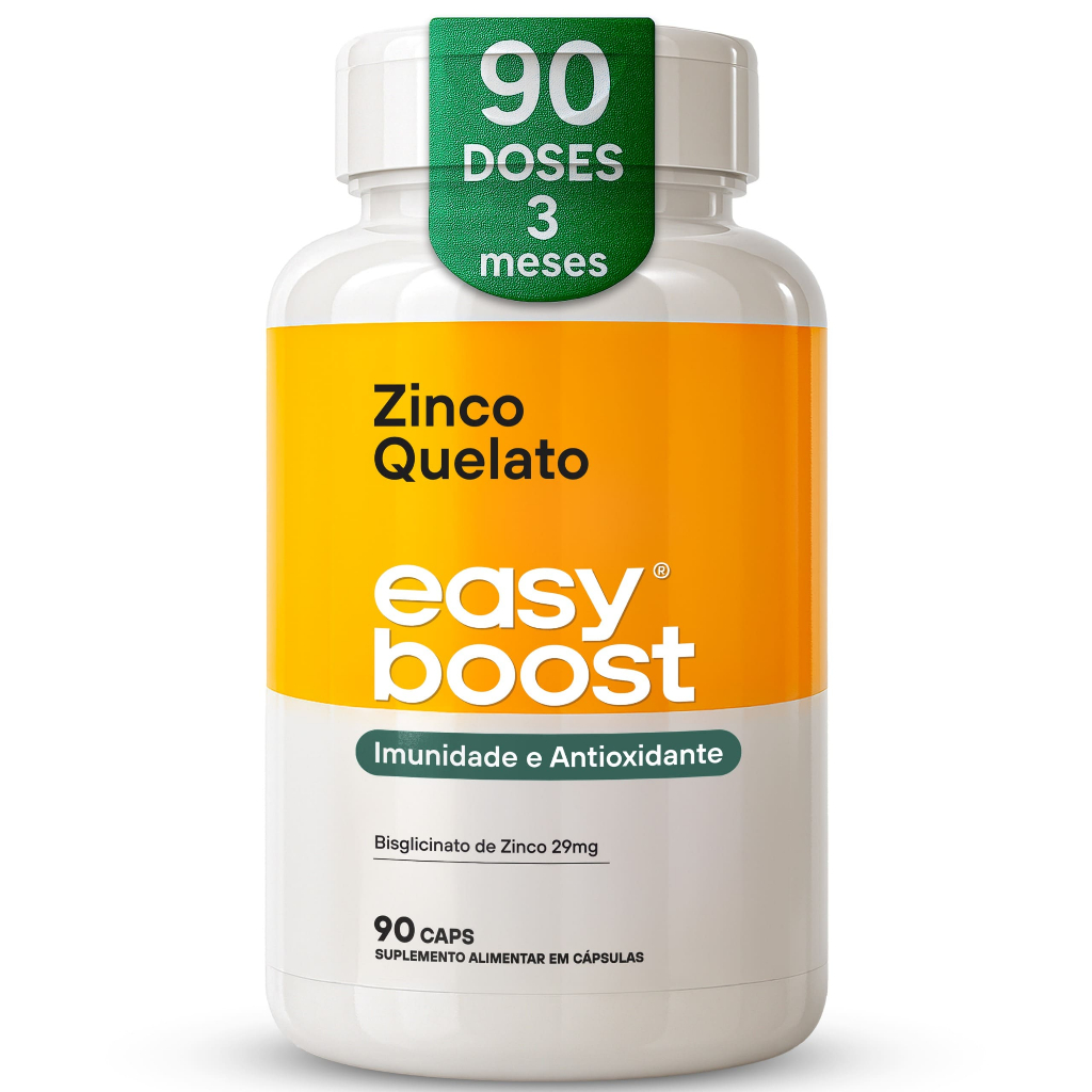 Zinco Quelato Bisglicinato 29mg Easy Boost 90 Caps | 100% Zinco Quelado