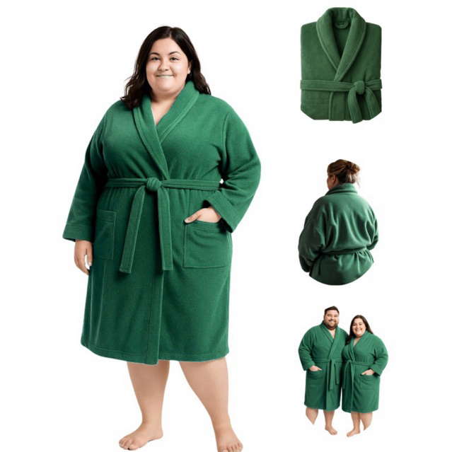 Roupão Unissex LONGO PLUS SIZE, 100% Microfibra C/ Bolso Adulto Várias cores Design Lindo elegante