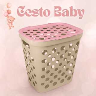 Cesto Roupas Sujas Para Bebe Cesto Baby Com Tampa Telado Com Alças E Ventilacao Material Resistente Limpeza Organização em Oferta na Shopee