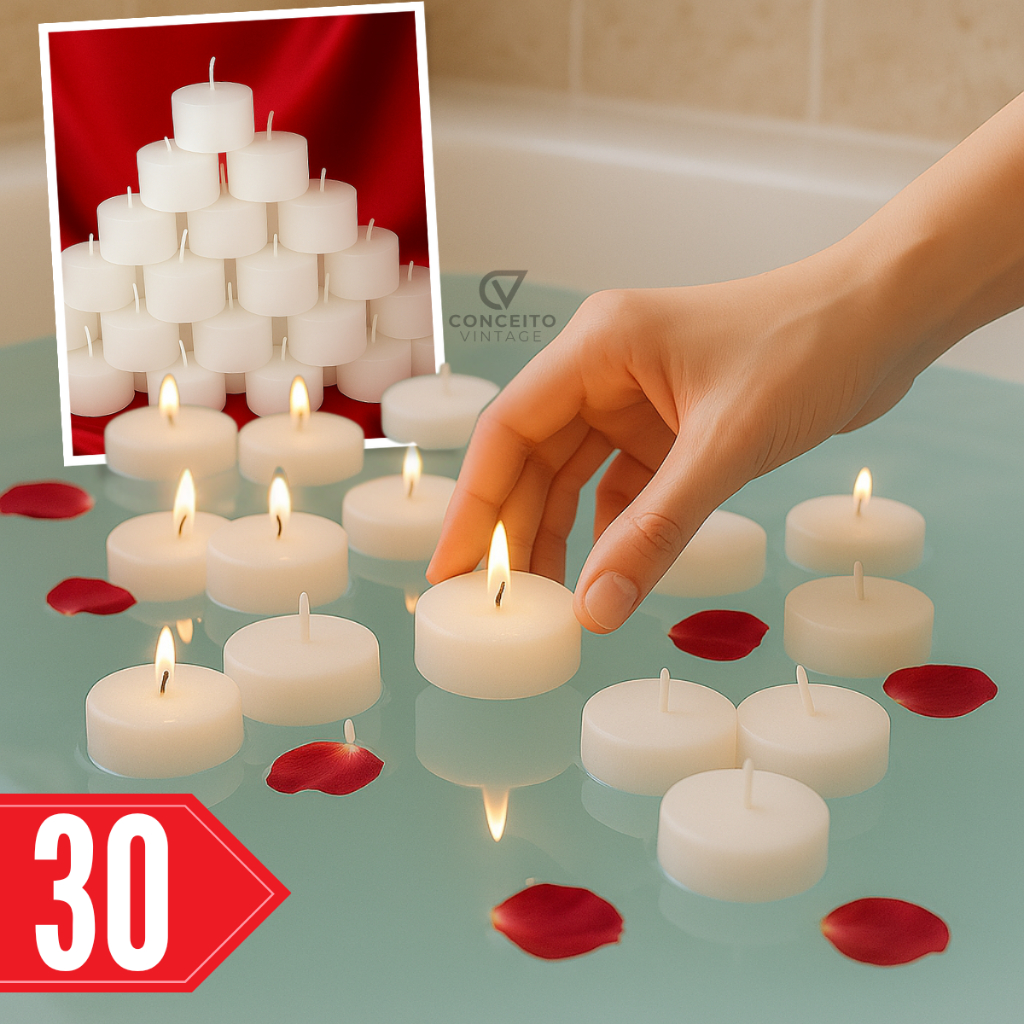 30 Vela Flutuantes Rechaud Decoração Festa Casamento Aniversário 100% Parafina